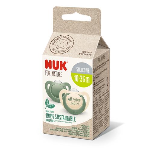 Poze Suzeta Nuk for Nature Silicon M3, 18-36 luni, Set 2 Bucati, Verde