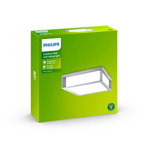 Plafoniera pentru exterior Philips Skies, 2xE27, max 2x42W, IP44, 260x260x81mm, Gri