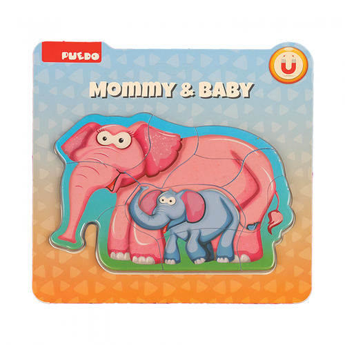 Poze Puzzle mama si copilul, elefant, 8 piese