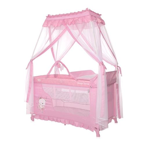 Poze Patut pliabil stil baldachin Lorelli Magic Sleep, cu accesorii, Mellow Rose Ballerina Bear