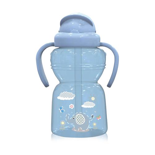 Poze Biberon sport Animals Lorelli, cu manere si pai moale, 6 luni+, 325 ml, Moonlight Blue