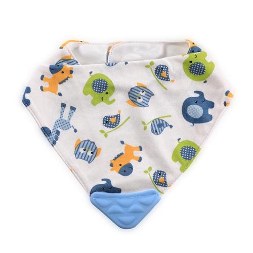 Poze Baveta tip bandana Lorelli, cu jucarie dentitie, bumbac, Boy, Albastru