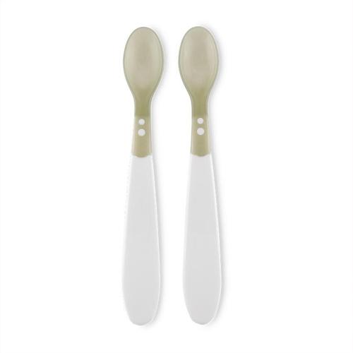 Poze Set 2 lingurite termosensibile, Plastic, non-toxic si non-alergic, fara BPA, 6 luni+, Green