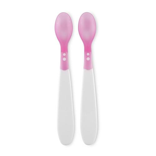 Poze Set 2 lingurite termosensibile, Plastic, non-toxic si non-alergic, fara BPA, 6 luni+, Pink