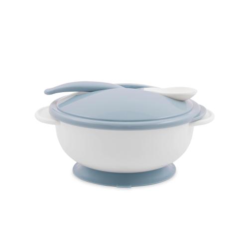Poze Set castron cu ventuza Lorelli, capac si lingurita, Moonlight Blue