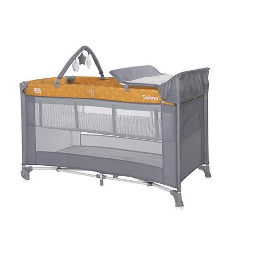 Poze Patut pliabil Lorelli, Torino Plus, 2 nivele cu accesorii, Lemon Curry Floral