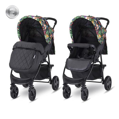 Poze Carucior sport Lorelli Olivia Basic, cu husa de picioare, spatar si copertina reglabile, prindere centura in 5 puncte, material impermeabil, suspensie individuala, Tropical Flowers