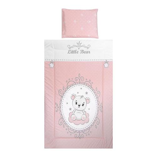 Poze Set lenjerie patut 3 piese, Cosy, bumbac ranforce, lavabil 30°C, Little Bear Pink