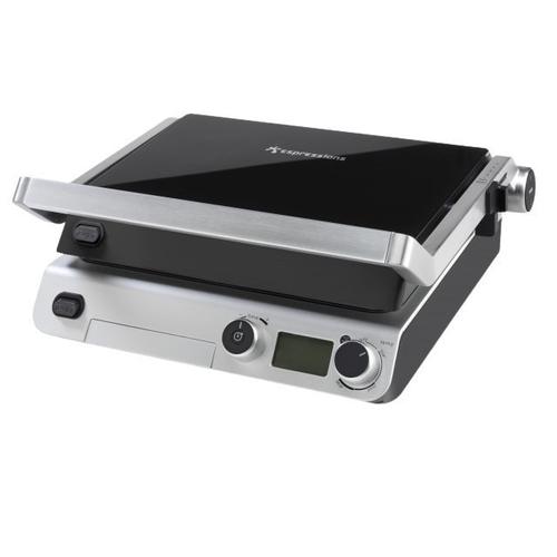 Gratar electric Espressions Smart Grill, 2000 W, Display LED, 230°C, Timer, Termostat, Placi detasabile, Negru/Argintiu