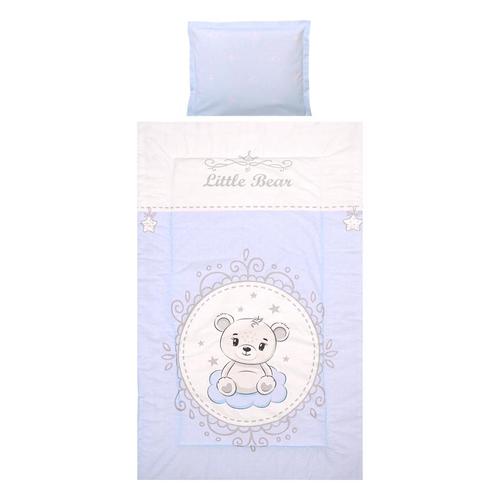 Poze Set lenjerie pat, 3 piese Lorelli Cosy Little Bear Blue, bumbac ranforce, 0-3 luni