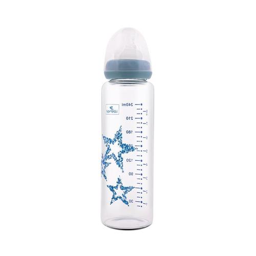 Poze Biberon din sticla cu tetina anti-colici Lorelli, 0 luni+, 240 ml, Blue