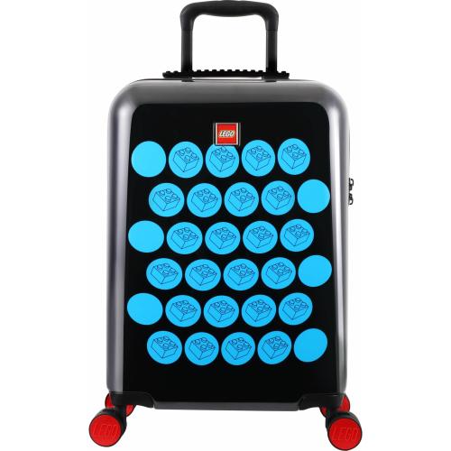 Poze Troler LEGO Brick Dots, 40 L, material ABS, sistem inchidere cu 3 combinatii si cheita TSA (Negru/Albastru)