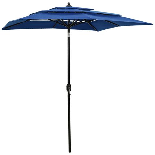 Umbrela de soare 3 niveluri vidaXL 313851, stalp de aluminiu, 2x2 m, 4.18 kg, Albastru azuriu