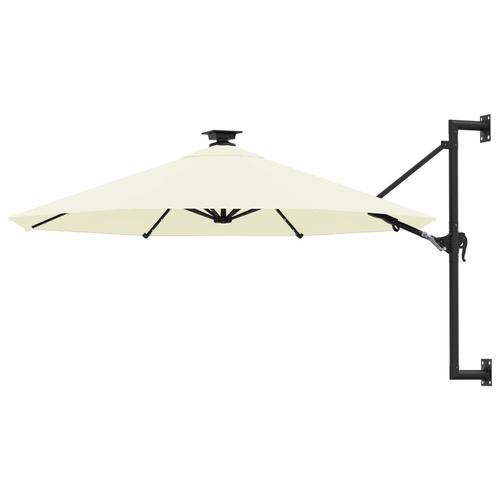 Umbrela soare montaj pe perete LED vidaXL 312522, 300 cm, 9.35 kg, Nisipiu