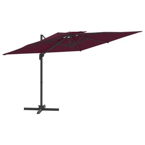 Umbrela in consola cu acoperis dublu vidaXL 319956, 400x300 cm, 22 kg, Rosu bordo