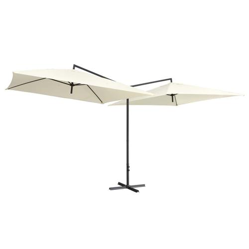 Umbrela de soare dubla vidaXL 47321, stalp din otel, 250x250 cm, 13.4 kg, Alb