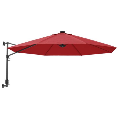 Umbrela de soare montata pe perete cu LED-uri vidaXL 362895, 290cm, 9.11 kg, Rosu