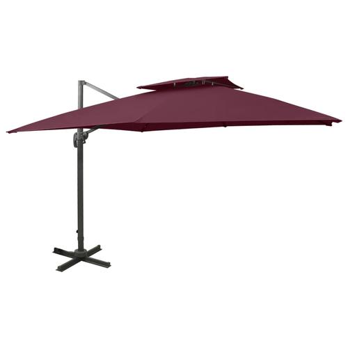Umbrela suspendata cu invelis dublu vidaXL 312380, 300x300 cm, 17.61 kg, Rosu bordo