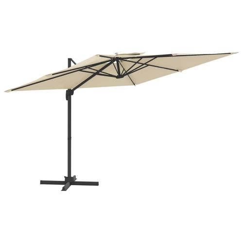 Umbrela dubla in consola vidaXL 319944, 400x300 cm, 21.67 kg, Alb nisipiu