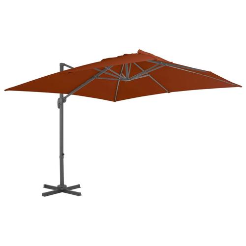Umbrela in consola cu stalp din aluminiu vidaXL 312316, 300x300 cm, 17.35 kg, Caramiziu