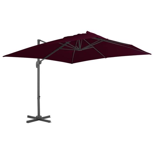 Umbrela in consola cu stalp de aluminiu vidaXL 312314, 300x300 cm, 17.21 kg, Rosu bordo