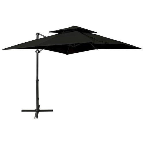 Umbrela suspendata cu invelis dublu vidaXL 312356, 250x250 cm, 13.62 kg, Negru