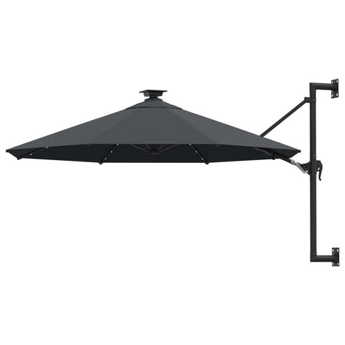 Umbrela soare vidaXL 312524, montaj pe perete LED stalp metal, 300 cm, 9.35 kg, Antracit