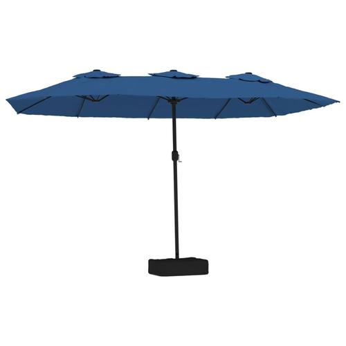 Umbrela de soare cu doua capete cu LED-uri vidaXL 362960, 449x245 cm, 16.9 kg, Albastru