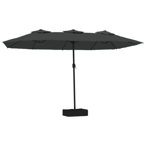 Umbrela de soare cu doua capete cu LED vidaXL 362955, 449x245 cm, 16.9 kg, Antracit