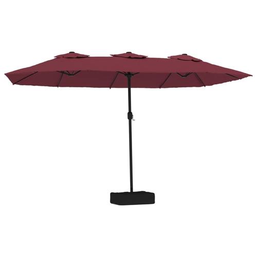 Umbrela de soare doua capete vidaXL 362957, cu LED-uri, 449x245 cm, 16.9 kg, Rosu bordo