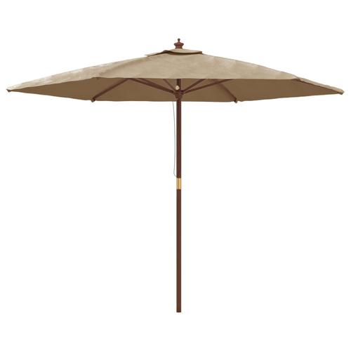 Umbrela de soare de gradina stalp de lemn vidaXL 363170, 299x240cm, 4.9 kg, Gri Taupe