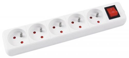Prelungitor cu 5 prize, cablu 3 metri, cu intrerupator, Office Products OF-13115341-14 (Alb)