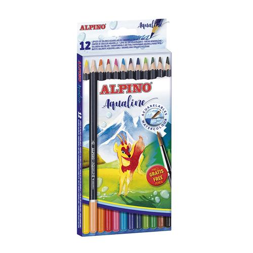 Creioane colorate acuarela ALPINO Aqualine, cutie carton, 12 culori/set