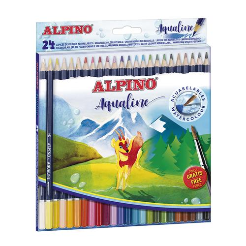 Creioane colorate acuarela ALPINO Aqualine, cutie carton, 24 culori/set