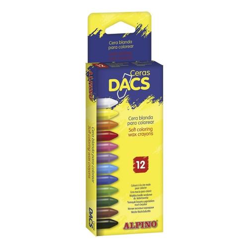 Creioane cerate soft ALPINO Dacs, cutie carton, 12 culori/cutie