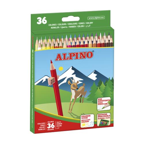 Creioane colorate ALPINO, cutie carton, 36 culori/set