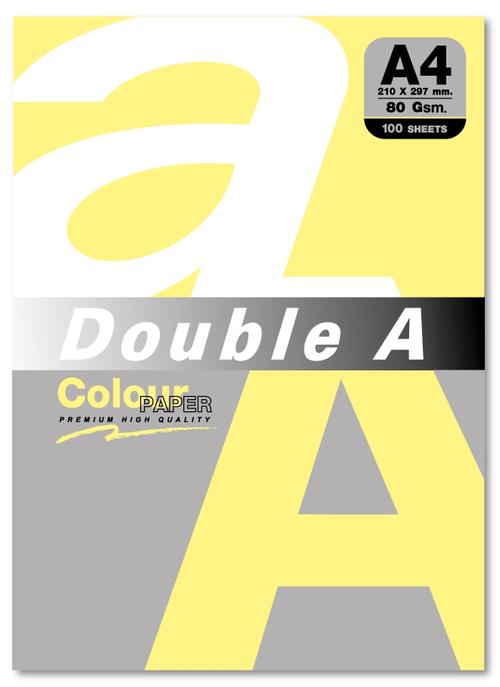 Hartie color pentru copiator A4 Double A lemon intens, 80g/mp, 100coli/top