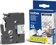 Banda laminata Brother TZ 8m/12mm (Alb/transparent)