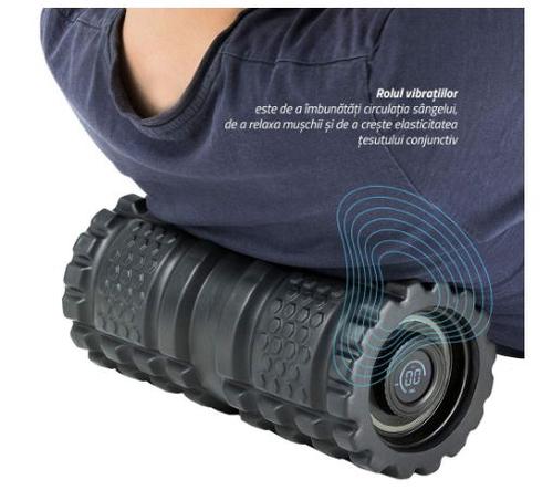 Rola Yoga TECHFIT, vibratii pe 3 viteze (Negru)