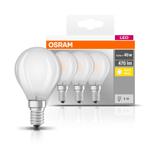 Set 3 becuri Led Osram, E14, 4W, 470 lumeni, lumina calda(2700K), durata de viata 10.000 ore, clasa energetica A++