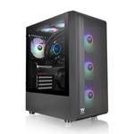 Carcasa Thermaltake S200 Tempered Glass, iluminare aRGB, Negru