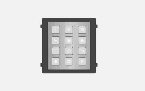 Modul de extensie videointerfon cu tastatura Hikvision DS-KD- KP/S, permite formarea codului de apartament sau a codului de acces; montaj aplicat sau ingropat (accesoriile de montaj nu sunt incluse); iluminare pe timp de noapte; protectie: IP65, IK7