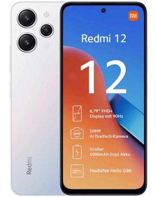 Telefon Mobil Xiaomi Redmi 12, Procesor Mediatek Helio G88, Octa-Core, IPS LCD 6.79inch, 4GB RAM, 128GB Flash, Camera Tripla 50 + 8 + 2 MP, 4G, Wi-Fi, Dual SIM (Argintiu)