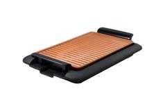 Gratar electric Mediashop Livingtone Smokeless Grill 3336, Tava scurgere, 4 setari de temperatura, tehnologie TiCerama, 1000W, Nergu/Portocaliu