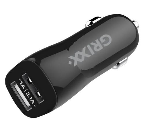 Incarcator auto GRIXX GROCCHDUSB01, 2 x USB 3.1 A, 12 V (Negru)