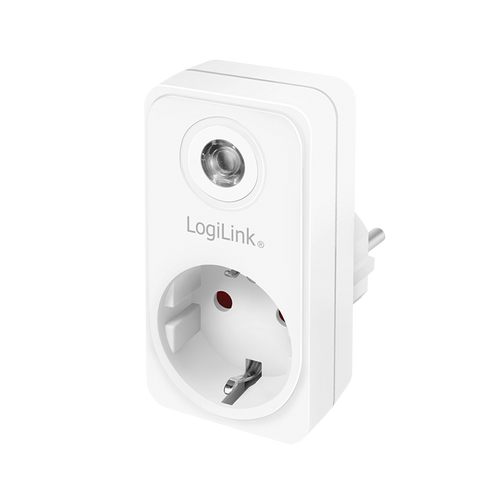 Adaptor priza LogiLink PA0263, cu senzor lumina zi/noapte, indicator LED, 1 priza, lampa ambientala, IP20, Alb