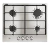 Plita incorporabila Whirlpool TKRL 650 IX, Gaz, 4 zone gatit, Aprindere electrica, 60 cm (Inox)