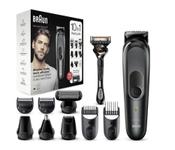 Aparat de tuns multifunctional Braun MGK7321 Wet&Dry, 13 de setări pentru lungime, 10 in 1, 4 piepteni, 5 accesorii extra, Aparat de ras Gillette (Negru/Gri)