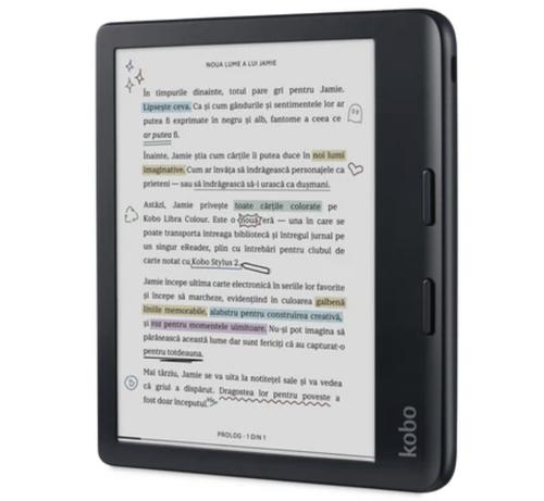 E-Book Reader Kobo Libra Colour, Ecran E-Ink Kaleido 7inch, Procesor Dual-Core 2.0GHz, 32GB Flash, USB Type-C, ComfortLight PRO, Wi-Fi, IPX8 (Negru)